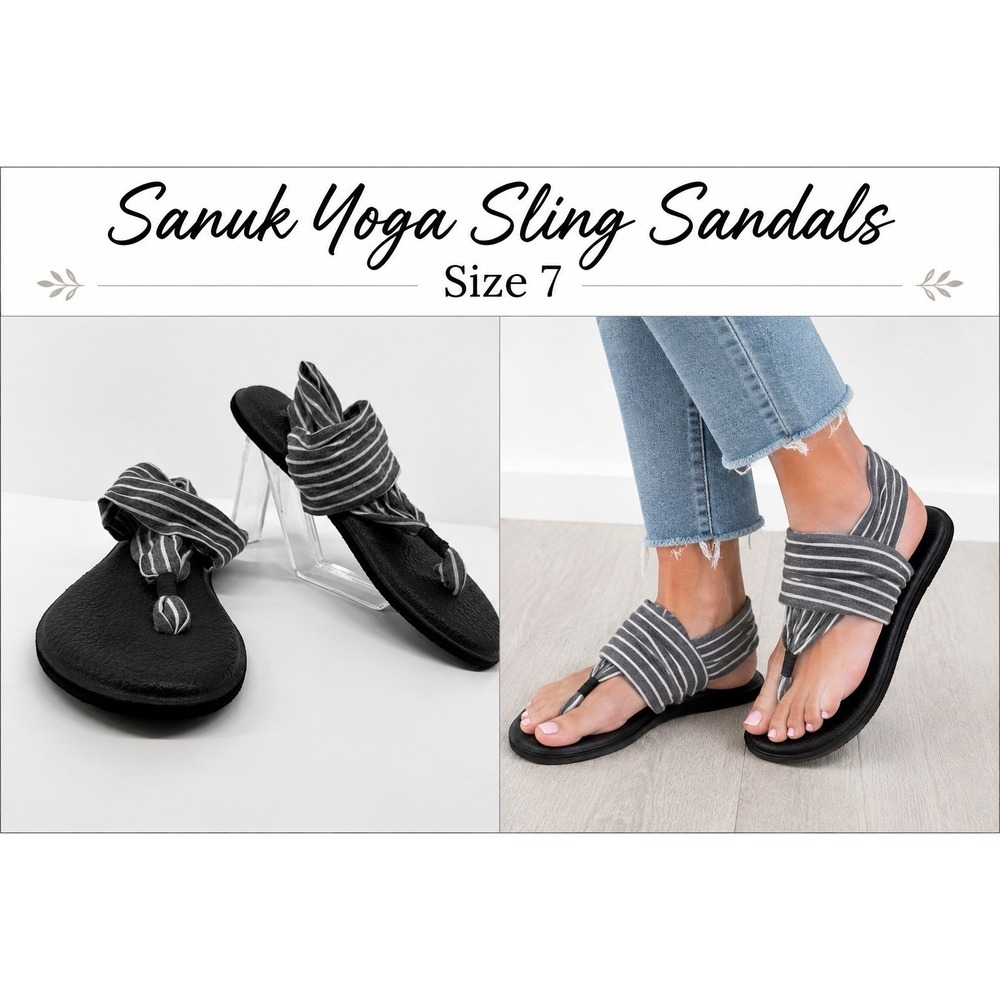 Sanuk Yoga Sling Striped Sandals Women's Size 7 Boho Casual Comfort Flip Flops
